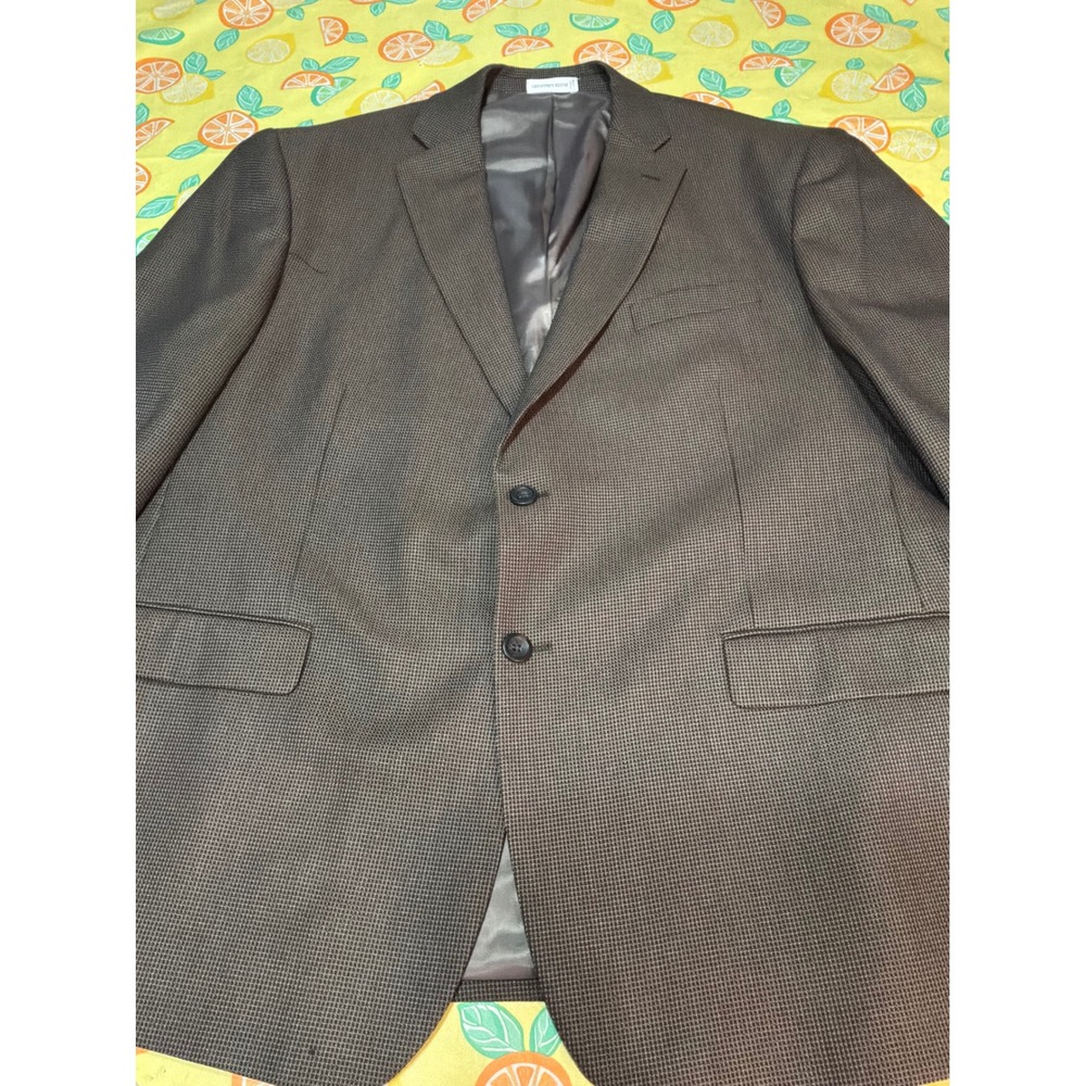Geoffrey Beene Blazer Mens 48R Brown Micro-Check Two-Button‎ Sport Coat J002